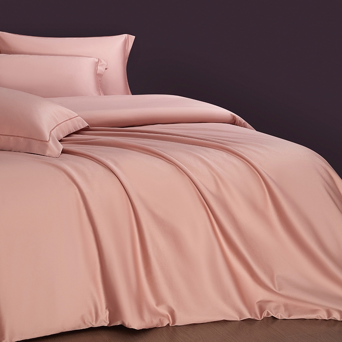 91家纺网 家纺一手货源 找家纺 威克凯丽 2024新款100S净色长绒棉四件套 藕粉