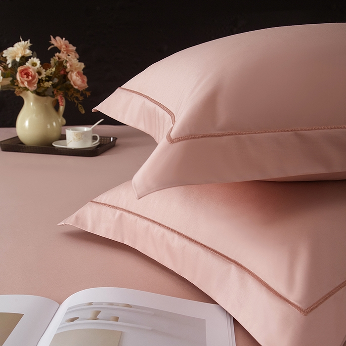 91家纺网 家纺一手货源 找家纺 威克凯丽 2024新款100S净色长绒棉四件套 藕粉