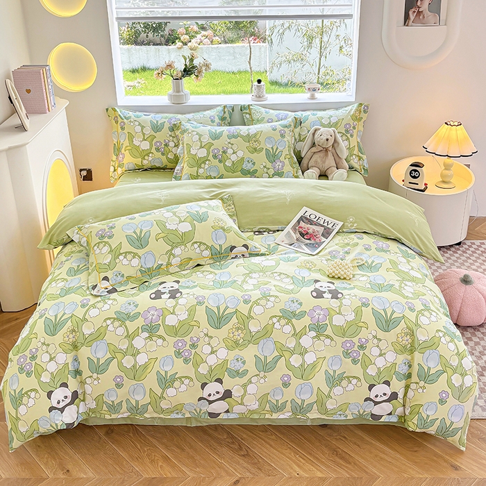 宇彬家纺 2025直播新款13070全棉纯棉印花床单床笠款四件套和单被套一字绣工艺款 一字绣 恋恋夏日