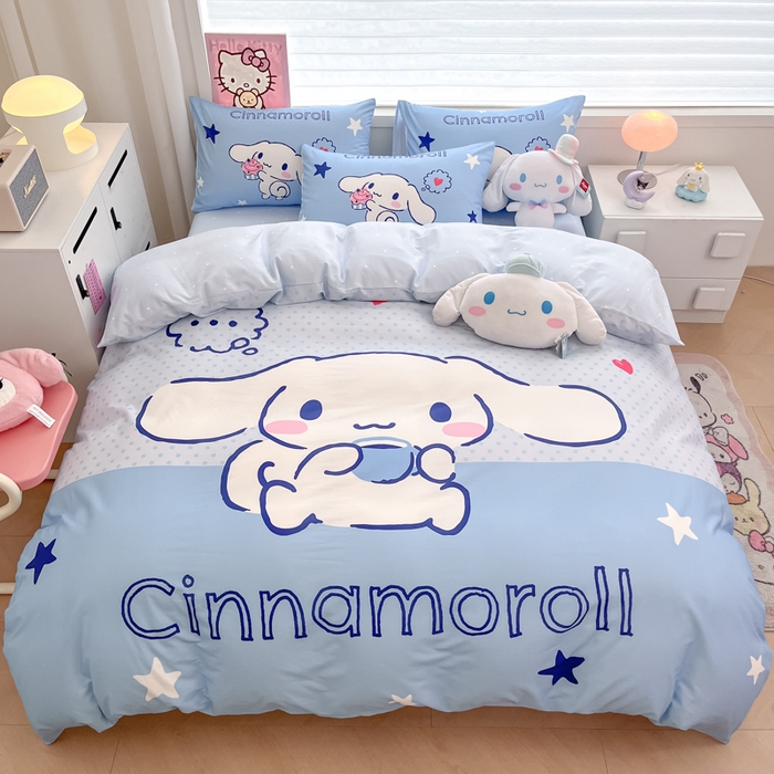 91家纺网 家纺一手货源 找家纺 暮思家居 2025新款正版授权三丽鸥大版全棉纯棉数码印花四件套系列-第四批 大版-甜品大耳狗