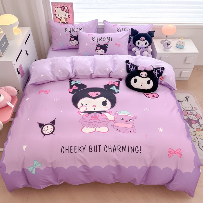 91家纺网 家纺一手货源 找家纺 暮思家居 2025新款正版授权三丽鸥大版全棉纯棉数码印花四件套系列-第四批 大版-魔法库洛米