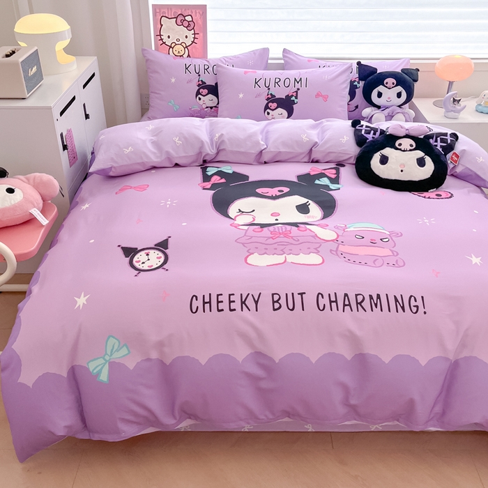 91家纺网 家纺一手货源 找家纺 暮思家居 2025新款正版授权三丽鸥大版全棉纯棉数码印花四件套系列-第四批 大版-魔法库洛米