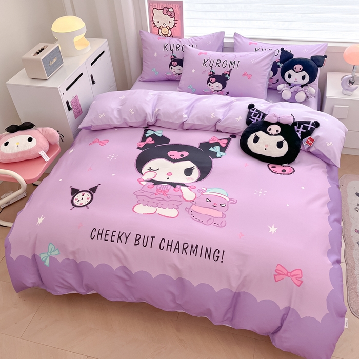 91家纺网 家纺一手货源 找家纺 暮思家居 2025新款正版授权三丽鸥大版全棉纯棉数码印花四件套系列-第四批 大版-魔法库洛米