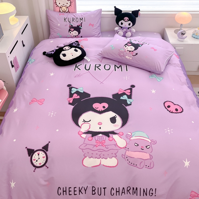 91家纺网 家纺一手货源 找家纺 暮思家居 2025新款正版授权三丽鸥大版全棉纯棉数码印花四件套系列-第四批 大版-魔法库洛米