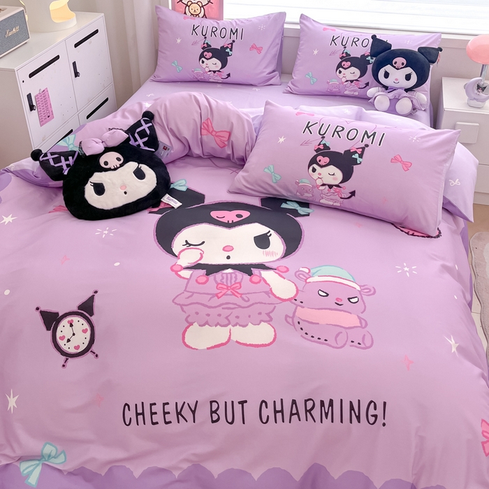 91家纺网 家纺一手货源 找家纺 暮思家居 2025新款正版授权三丽鸥大版全棉纯棉数码印花四件套系列-第四批 大版-魔法库洛米