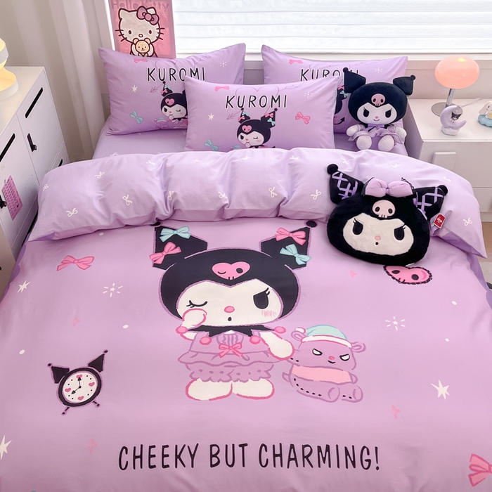 91家纺网 家纺一手货源 找家纺 暮思家居 2025新款正版授权三丽鸥大版全棉纯棉数码印花四件套系列-第四批 大版-魔法库洛米