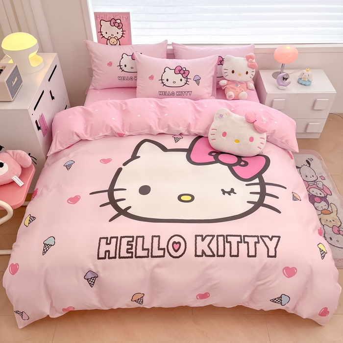 暮思家居 2025新款正版授权三丽鸥大版全棉纯棉数码印花四件套系列-第四批 大版-甜筒KT