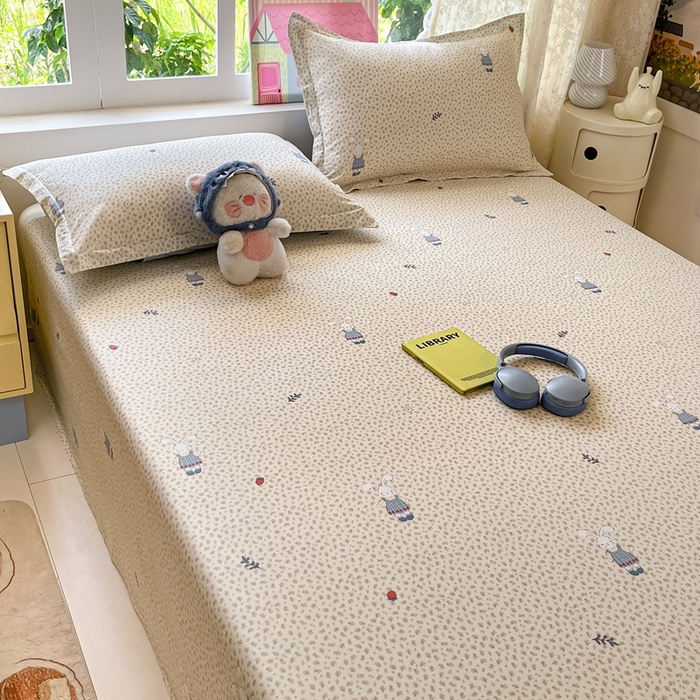 91家纺网 家纺一手货源 找家纺 莱通家纺 2025春夏新款12868纯棉印花单床单 床单单件-系列二（商家提供买家秀） 奶呼兔兔