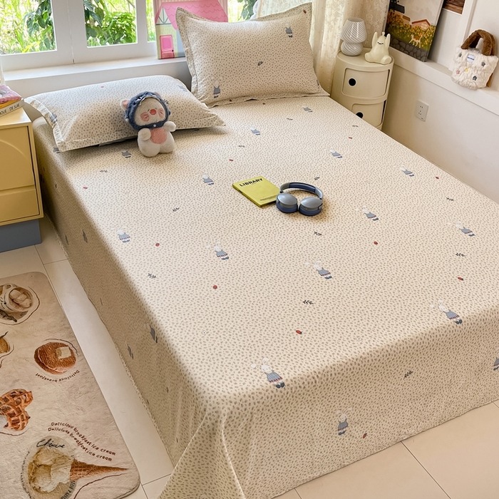 91家纺网 家纺一手货源 找家纺 莱通家纺 2025春夏新款12868纯棉印花单床单 床单单件-系列二（商家提供买家秀） 奶呼兔兔