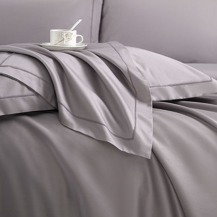 91家纺网 家纺一手货源 找家纺 威克凯丽 2024新款100S净色长绒棉四件套 烟紫