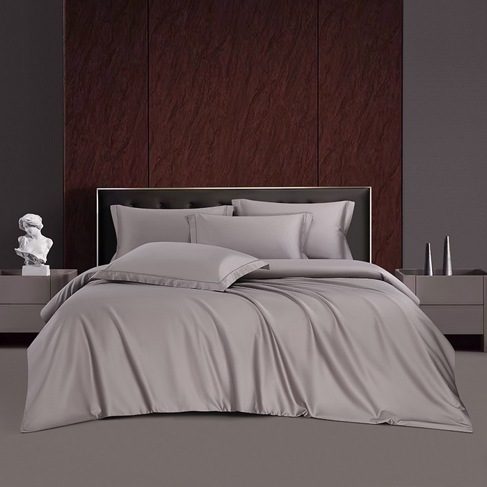 91家纺网 家纺一手货源 找家纺 威克凯丽 2024新款100S净色长绒棉四件套 烟紫