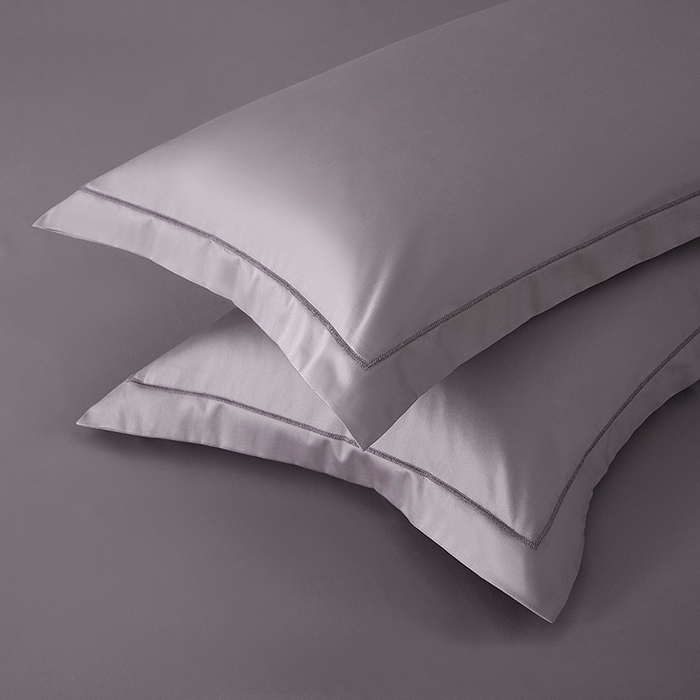 91家纺网 家纺一手货源 找家纺 威克凯丽 2024新款100S净色长绒棉四件套 烟紫