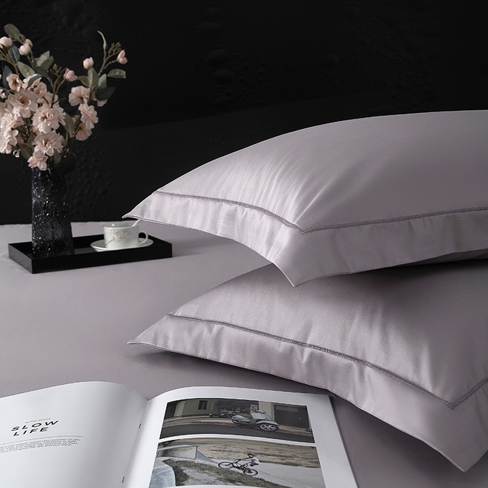 91家纺网 家纺一手货源 找家纺 威克凯丽 2024新款100S净色长绒棉四件套 烟紫