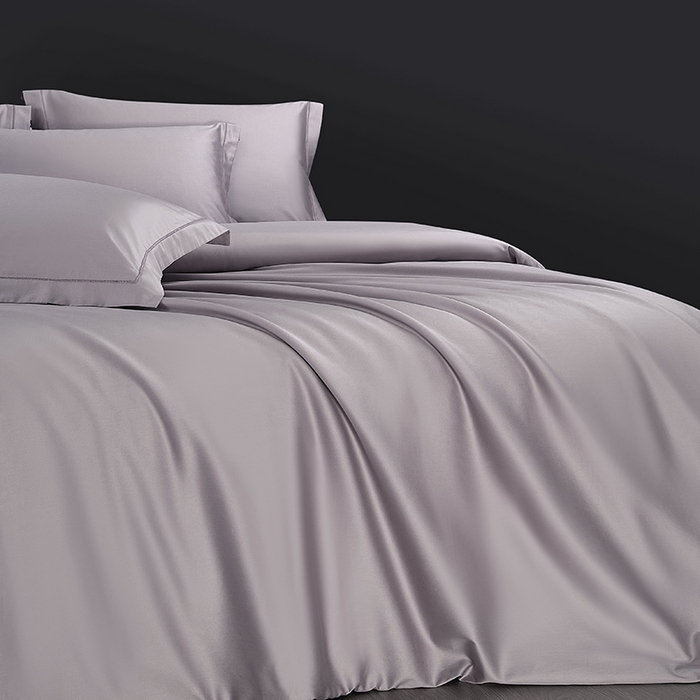 91家纺网 家纺一手货源 找家纺 威克凯丽 2024新款100S净色长绒棉四件套 烟紫