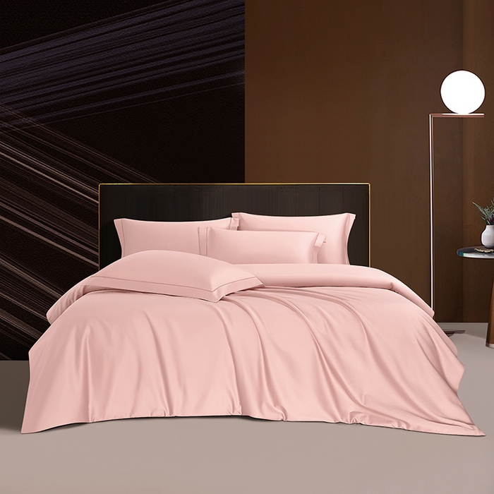 威克凯丽 2024新款100S净色长绒棉四件套 樱花粉