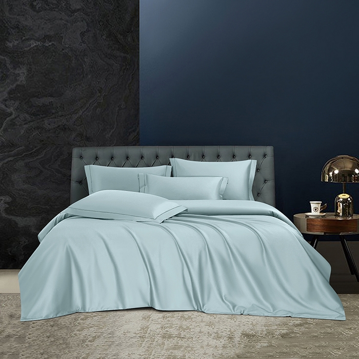 威克凯丽 2024新款100S净色长绒棉四件套 月白蓝