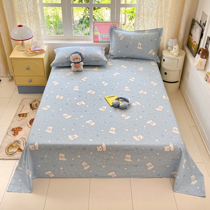 91家纺网 家纺一手货源 找家纺 莱通家纺 2025春夏新款12868纯棉印花单床单 床单单件-系列二（商家提供买家秀） 泡芙小狗