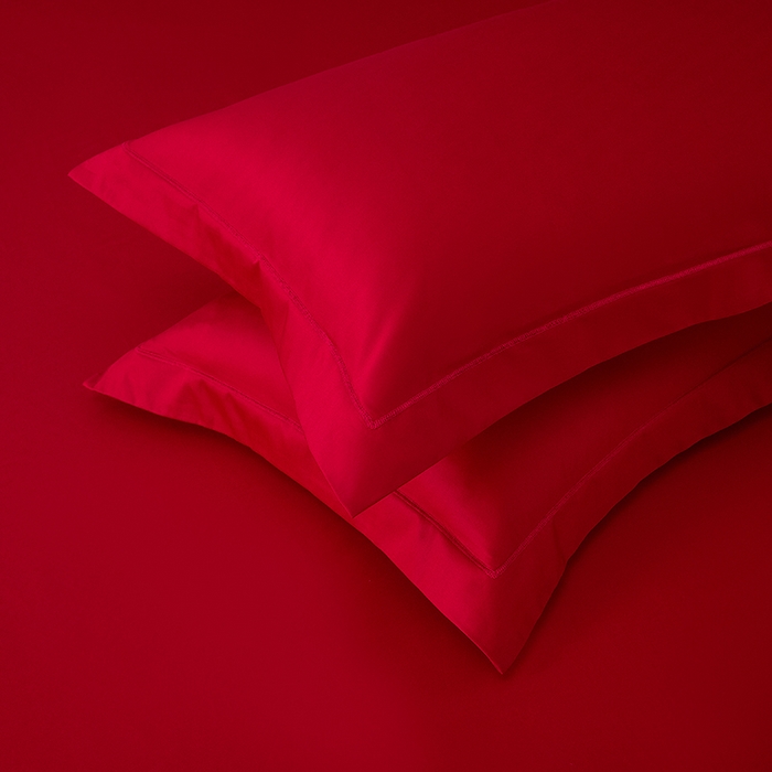 91家纺网 家纺一手货源 找家纺 威克凯丽 2024新款100S净色长绒棉四件套 中国红