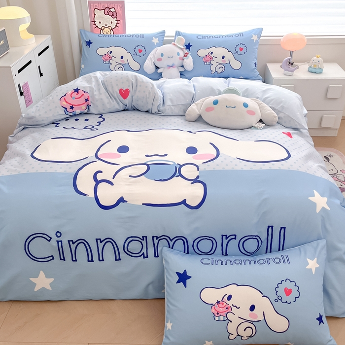 91家纺网 家纺一手货源 找家纺 暮思家居 2025新款正版授权三丽鸥大版全棉纯棉数码印花四件套系列-第四批 大版-甜品大耳狗