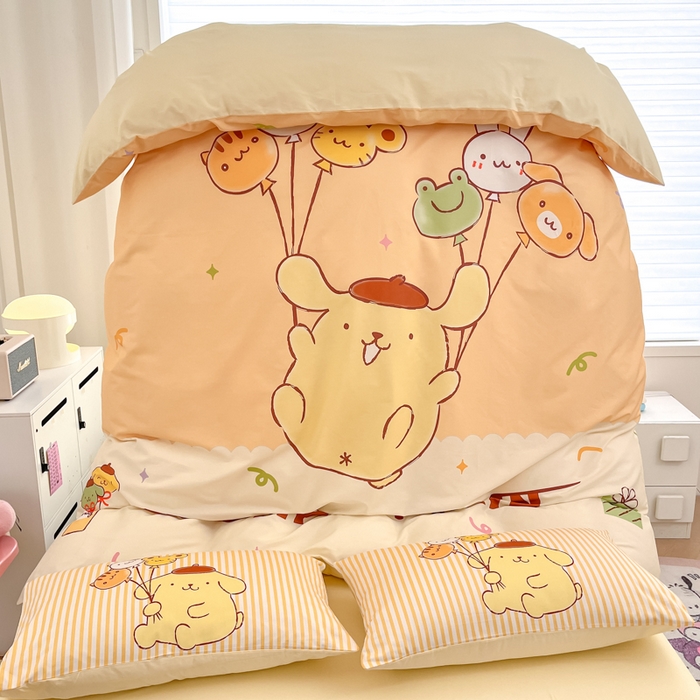 91家纺网 家纺一手货源 找家纺 暮思家居 2025新款正版授权三丽鸥大版全棉纯棉数码印花四件套系列-第四批 大版-奶黄包布丁狗