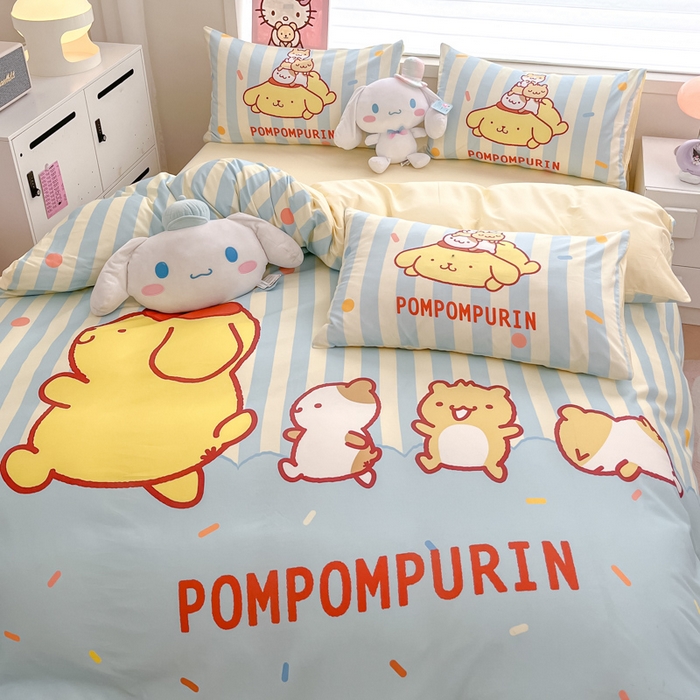 91家纺网 家纺一手货源 找家纺 暮思家居 2025新款正版授权三丽鸥大版全棉纯棉数码印花四件套系列-第四批 大版-布丁狗伙伴