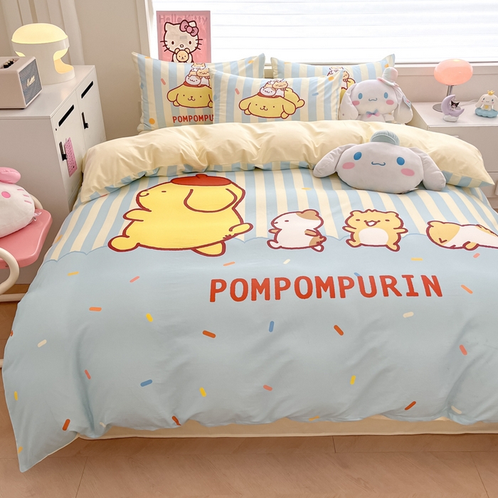 91家纺网 家纺一手货源 找家纺 暮思家居 2025新款正版授权三丽鸥大版全棉纯棉数码印花四件套系列-第四批 大版-布丁狗伙伴