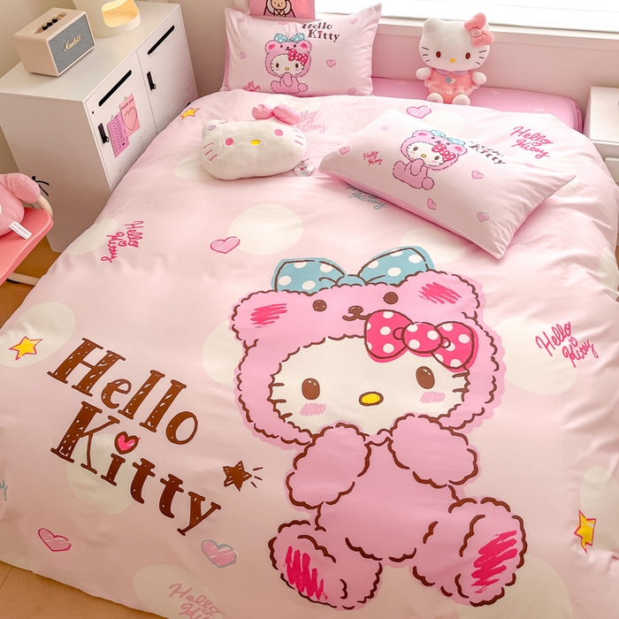 91家纺网 家纺一手货源 找家纺 暮思家居 2025新款正版授权三丽鸥大版全棉纯棉数码印花四件套系列-第四批 大版-babyKitty