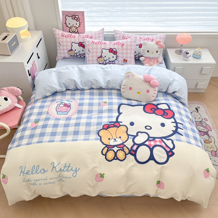 暮思家居 2025新款正版授权三丽鸥大版全棉纯棉数码印花四件套系列-第四批 大版-格子KT