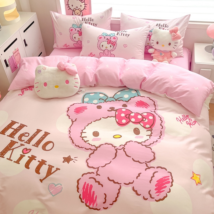 91家纺网 家纺一手货源 找家纺 暮思家居 2025新款正版授权三丽鸥大版全棉纯棉数码印花四件套系列-第四批 大版-babyKitty