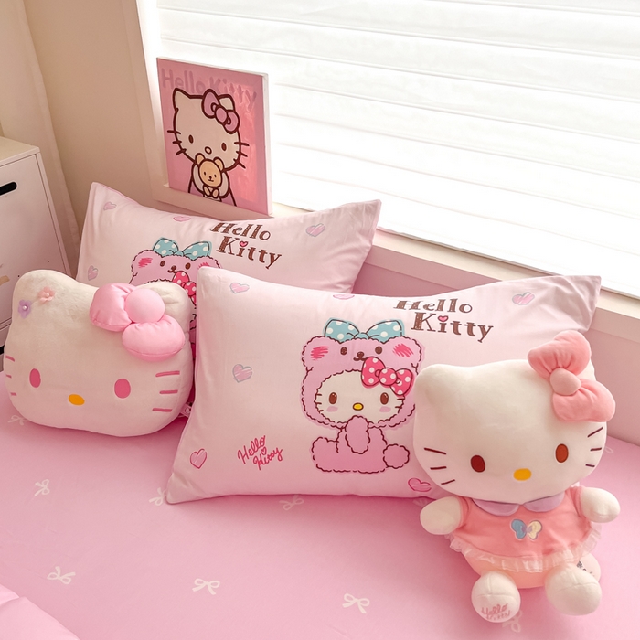 91家纺网 家纺一手货源 找家纺 暮思家居 2025新款正版授权三丽鸥大版全棉纯棉数码印花四件套系列-第四批 大版-babyKitty