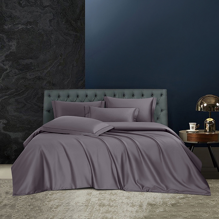 威克凯丽 2024新款100S净色长绒棉四件套 紫灰