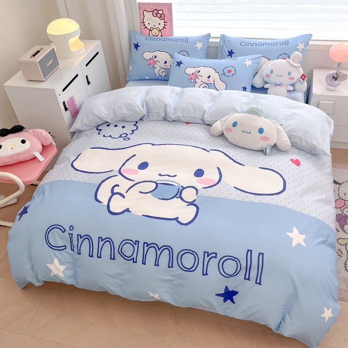 91家纺网 家纺一手货源 找家纺 暮思家居 2025新款正版授权三丽鸥大版全棉纯棉数码印花四件套系列-第四批 大版-甜品大耳狗