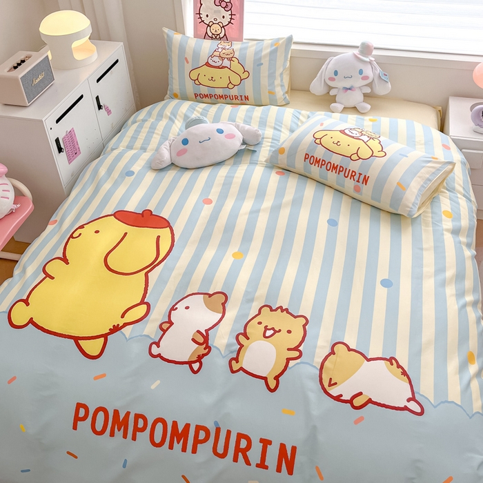 91家纺网 家纺一手货源 找家纺 暮思家居 2025新款正版授权三丽鸥大版全棉纯棉数码印花四件套系列-第四批 大版-布丁狗伙伴