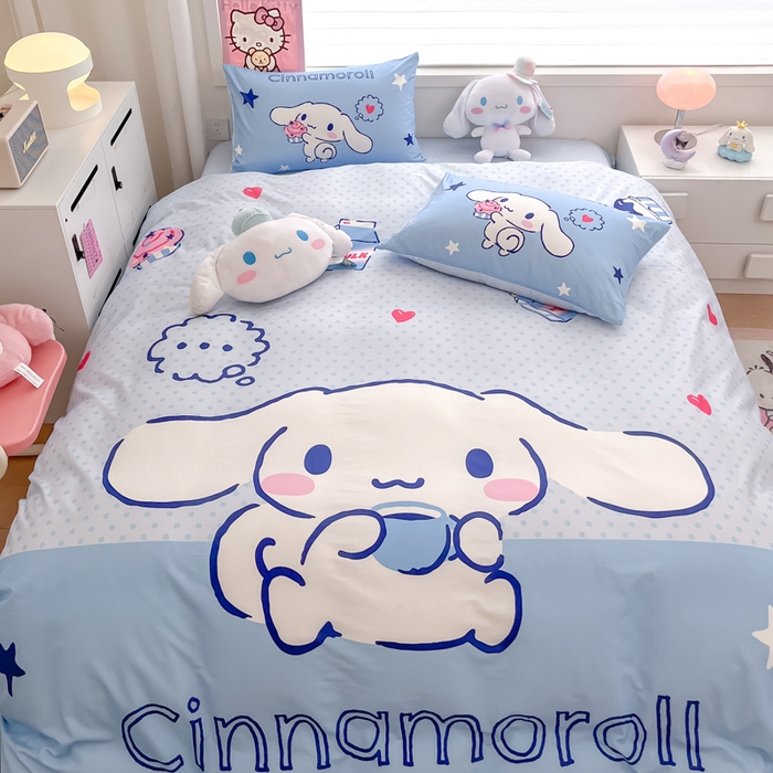 91家纺网 家纺一手货源 找家纺 暮思家居 2025新款正版授权三丽鸥大版全棉纯棉数码印花四件套系列-第四批 大版-甜品大耳狗