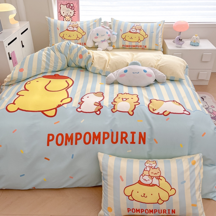 91家纺网 家纺一手货源 找家纺 暮思家居 2025新款正版授权三丽鸥大版全棉纯棉数码印花四件套系列-第四批 大版-布丁狗伙伴