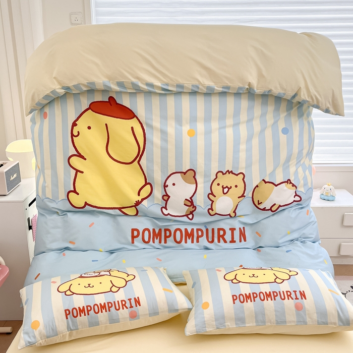 91家纺网 家纺一手货源 找家纺 暮思家居 2025新款正版授权三丽鸥大版全棉纯棉数码印花四件套系列-第四批 大版-布丁狗伙伴