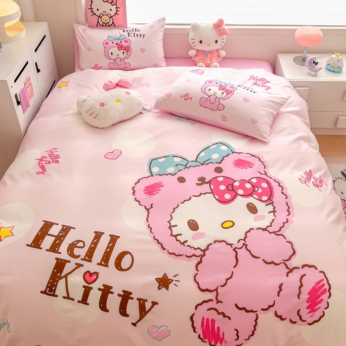 91家纺网 家纺一手货源 找家纺 暮思家居 2025新款正版授权三丽鸥大版全棉纯棉数码印花四件套系列-第四批 大版-babyKitty