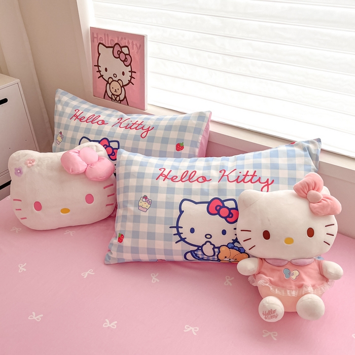 91家纺网 家纺一手货源 找家纺 暮思家居 2025新款正版授权三丽鸥大版全棉纯棉数码印花四件套系列-第四批 大版-奶油KT