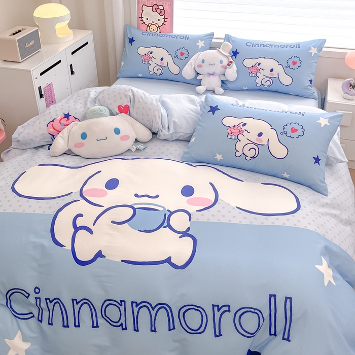 91家纺网 家纺一手货源 找家纺 暮思家居 2025新款正版授权三丽鸥大版全棉纯棉数码印花四件套系列-第四批 大版-甜品大耳狗