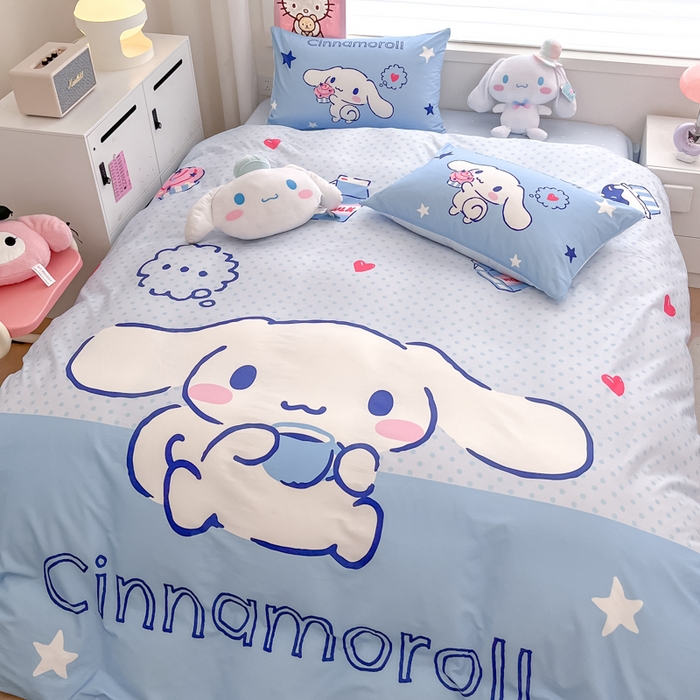 91家纺网 家纺一手货源 找家纺 暮思家居 2025新款正版授权三丽鸥大版全棉纯棉数码印花四件套系列-第四批 大版-甜品大耳狗