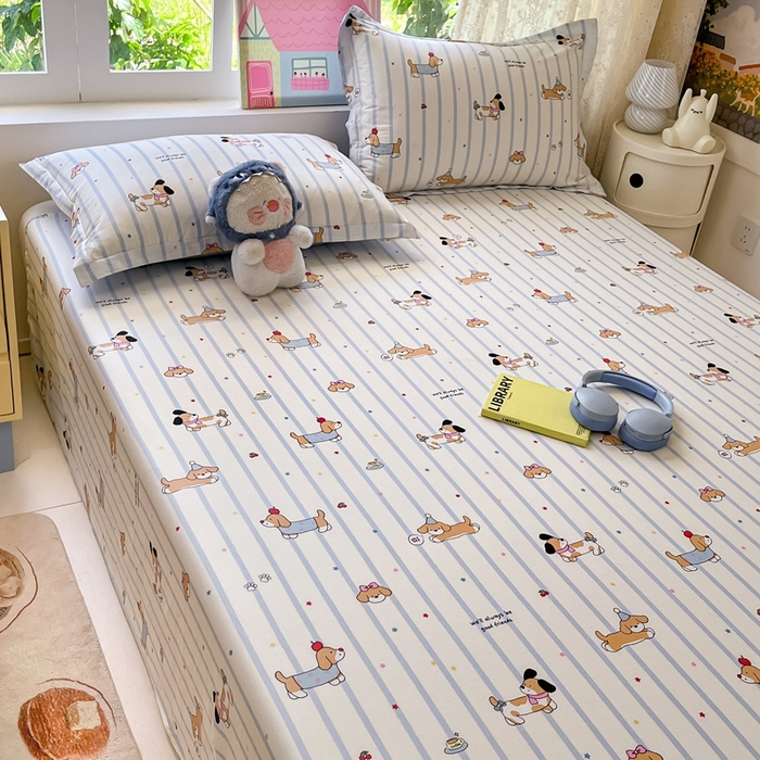 91家纺网 家纺一手货源 找家纺 莱通家纺 2025春夏新款12868纯棉印花单床单 床单单件-系列二（商家提供买家秀） 糖纸童年