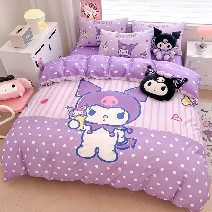 91家纺网 家纺一手货源 找家纺 暮思家居 2025新款正版授权三丽鸥大版全棉纯棉数码印花四件套系列-第四批 大版-甜筒库洛米