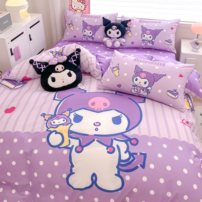 91家纺网 家纺一手货源 找家纺 暮思家居 2025新款正版授权三丽鸥大版全棉纯棉数码印花四件套系列-第四批 大版-甜筒库洛米