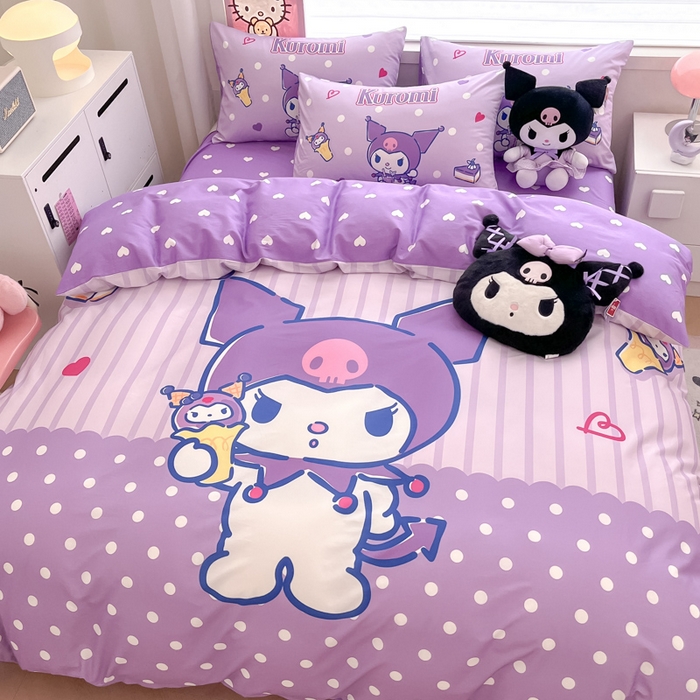 91家纺网 家纺一手货源 找家纺 暮思家居 2025新款正版授权三丽鸥大版全棉纯棉数码印花四件套系列-第四批 大版-甜筒库洛米