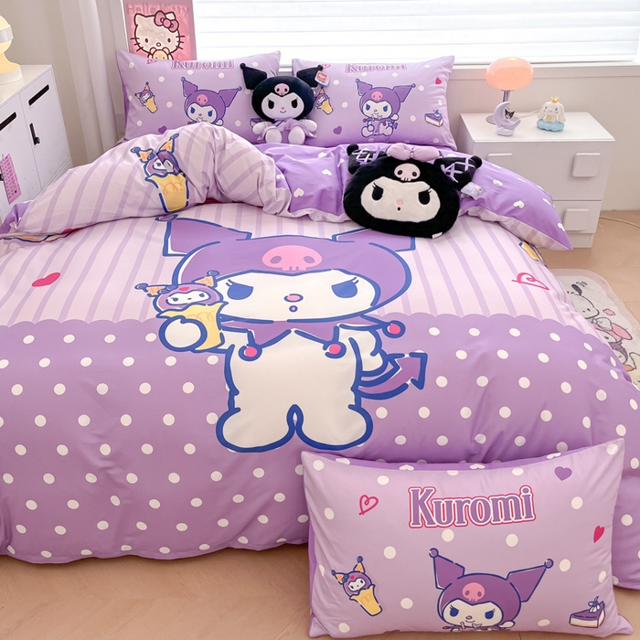 91家纺网 家纺一手货源 找家纺 暮思家居 2025新款正版授权三丽鸥大版全棉纯棉数码印花四件套系列-第四批 大版-甜筒库洛米