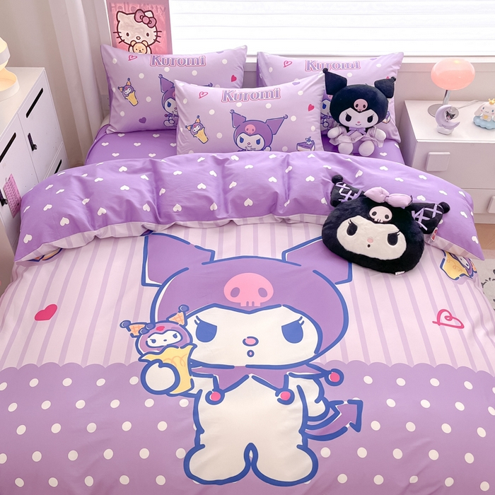 91家纺网 家纺一手货源 找家纺 暮思家居 2025新款正版授权三丽鸥大版全棉纯棉数码印花四件套系列-第四批 大版-甜筒库洛米