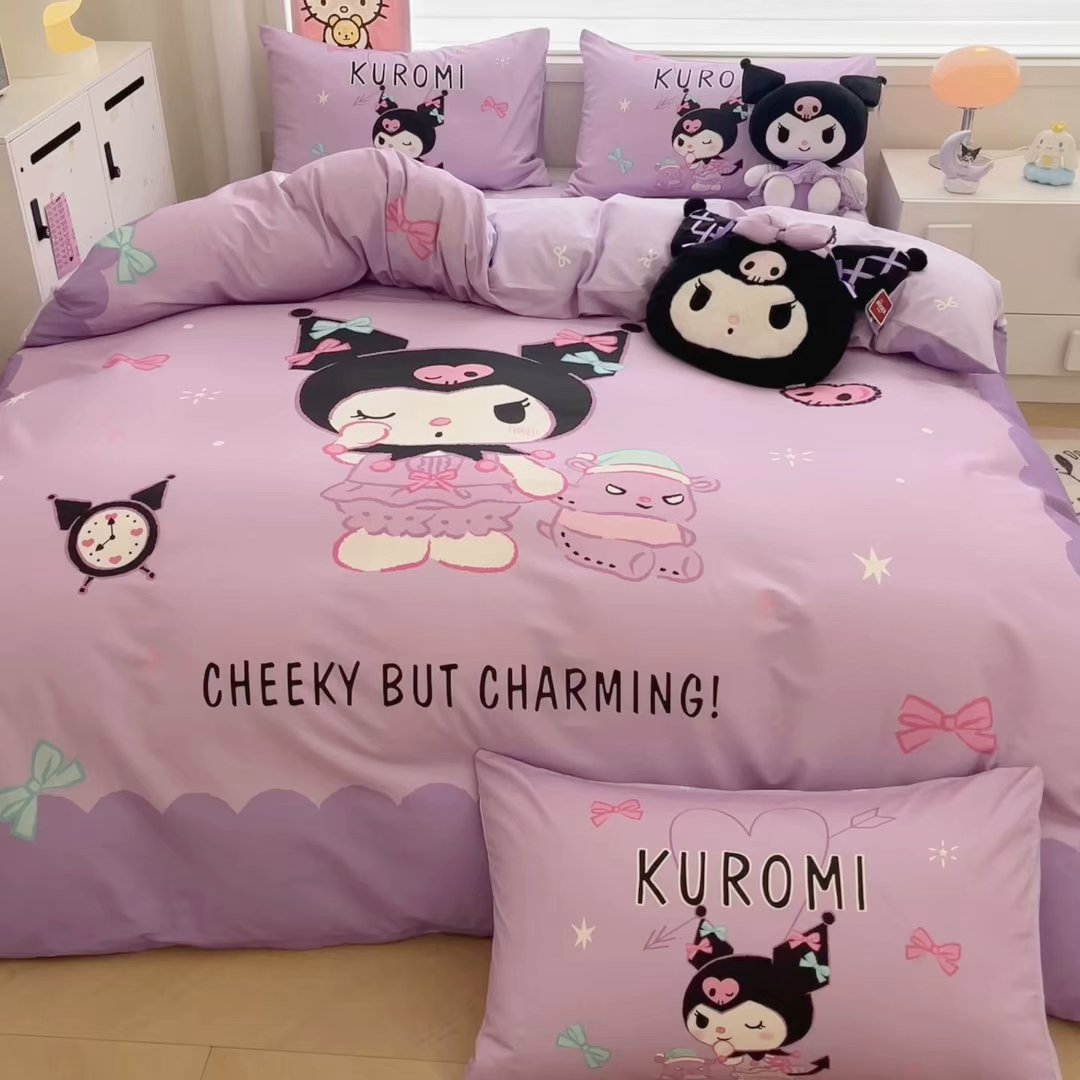 91家纺网 家纺一手货源 找家纺 暮思家居 2025新款正版授权三丽鸥大版全棉纯棉数码印花四件套系列-第四批 大版-魔法库洛米