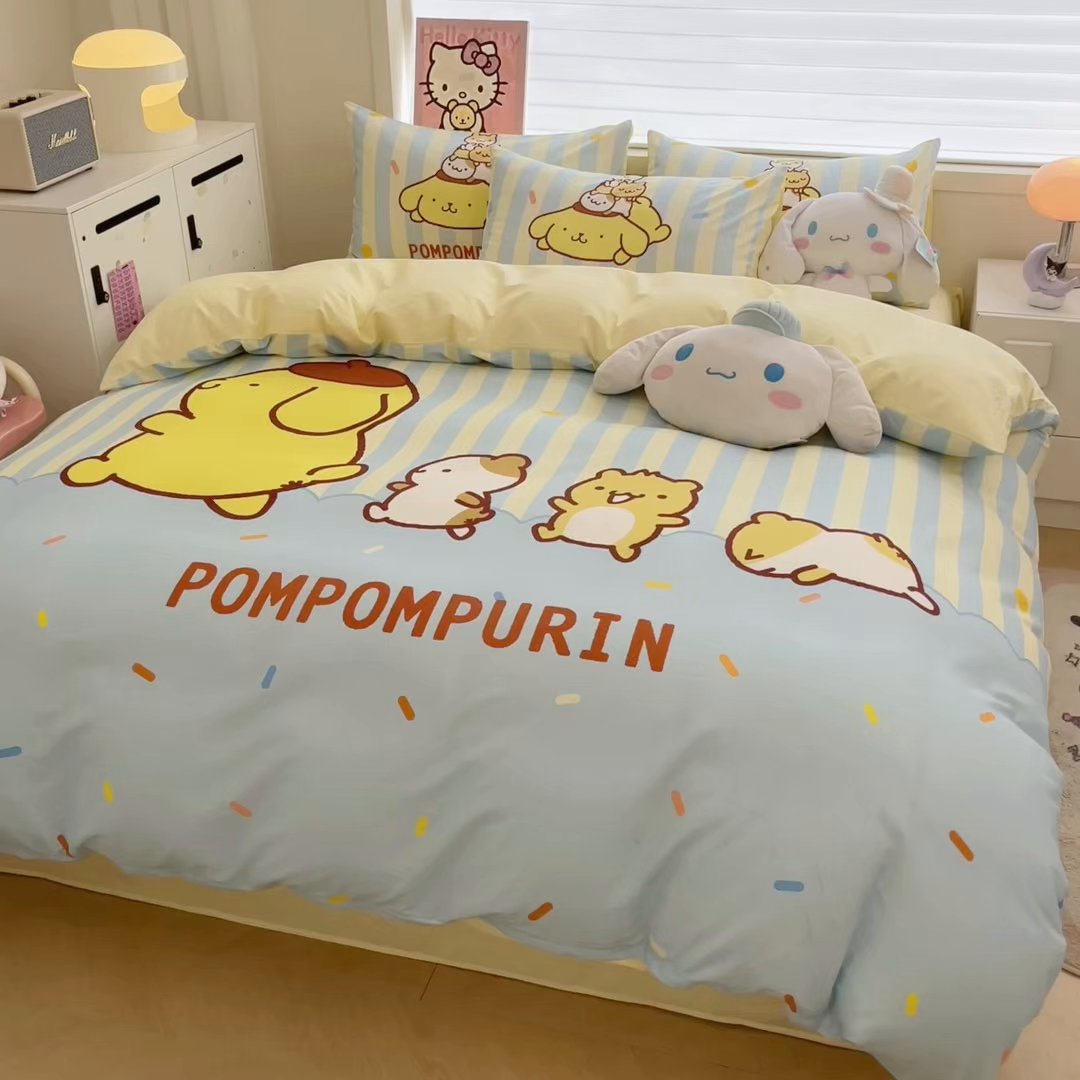 91家纺网 家纺一手货源 找家纺 暮思家居 2025新款正版授权三丽鸥大版全棉纯棉数码印花四件套系列-第四批 大版-布丁狗伙伴