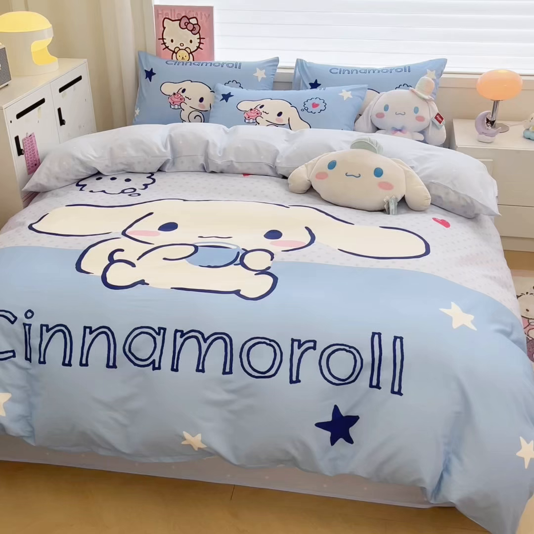 91家纺网 家纺一手货源 找家纺 暮思家居 2025新款正版授权三丽鸥大版全棉纯棉数码印花四件套系列-第四批 大版-甜品大耳狗