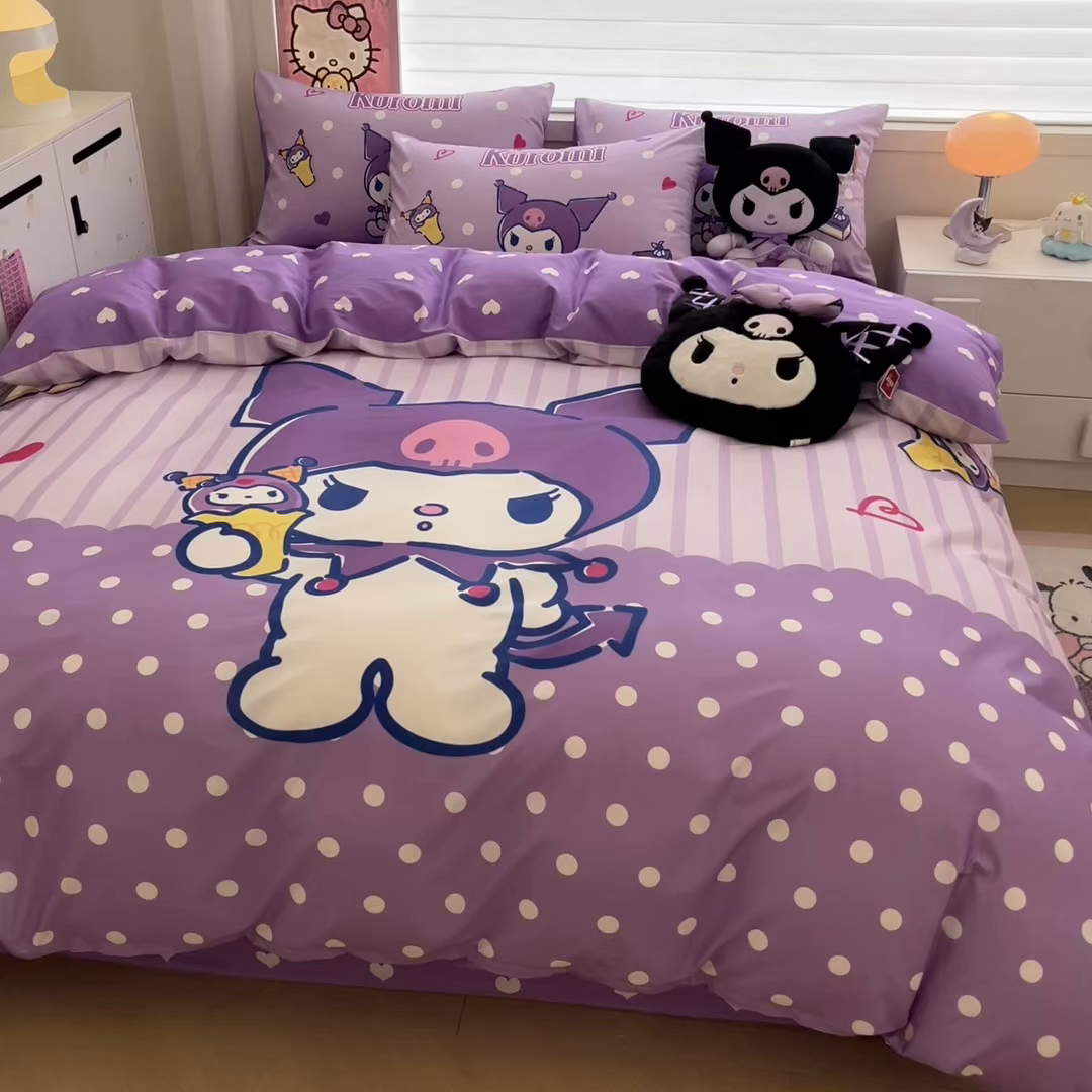 91家纺网 家纺一手货源 找家纺 暮思家居 2025新款正版授权三丽鸥大版全棉纯棉数码印花四件套系列-第四批 大版-甜筒库洛米